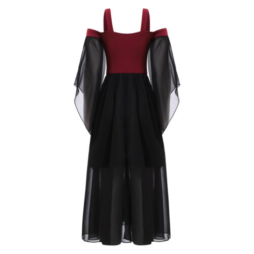 Girls Medieval Renaissance Princess Cold Shoulder Gothic Victorian Maxi AU - Picture 25 of 60