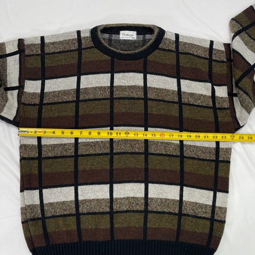 Vtg Protege Alpaca Wool Blend Knit Sweater Mens Large Brown Abstract Coogi Style - Picture 5 of 9