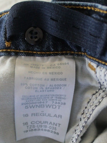 Wrangler Jeans Boys Size 16 REG Straight Fit 5WNBWDT Dark Wash Adjustable Waist - Picture 6 of 9