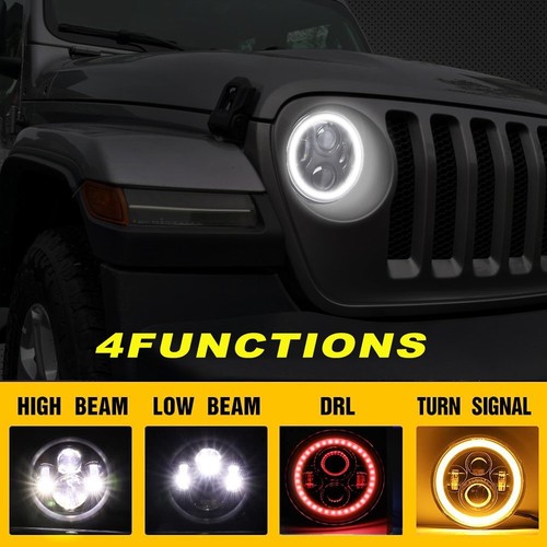 7" LED Green Halo Headlights + 4" Fog Combo Kit For Jeep Wrangler JK JKU 2007-17 - Picture 3 of 11
