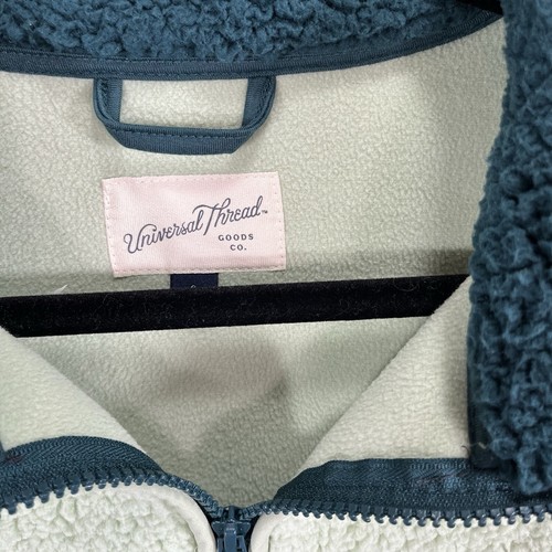 Chaqueta Universal Thread Mujer Pequeña Verde Sherpa Vellón Acogedora Camping *Notas Nueva con Etiquetas - Imagen 3 de 16