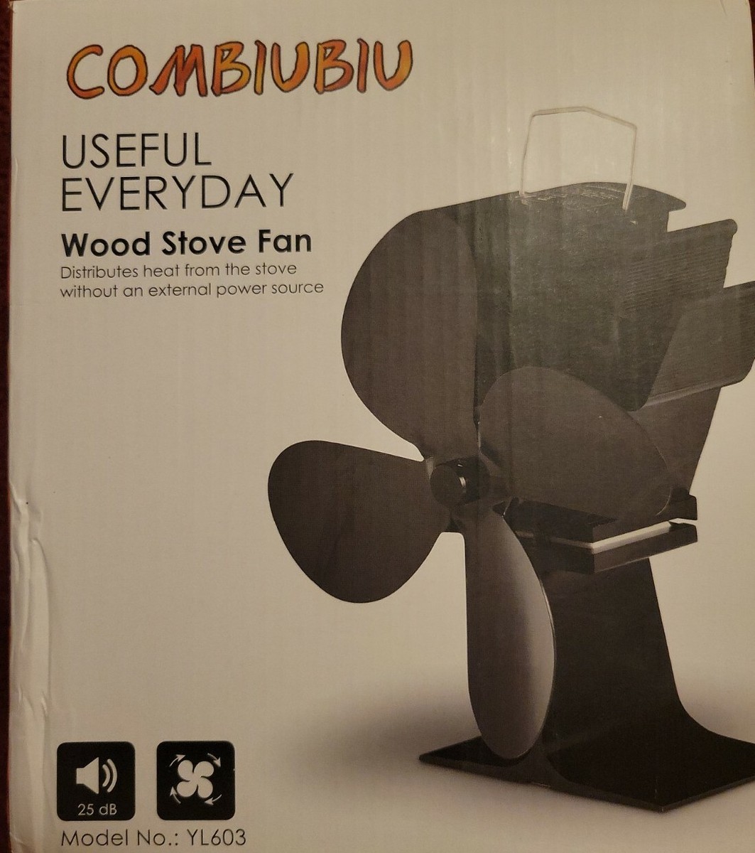 COMBIUBIU Black Fireplace 4 Blade Heat Powered Stove Fan komin Log Wood  Burne... | eBay