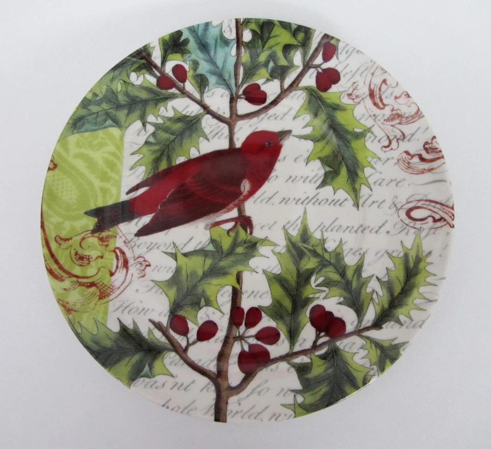 Waechtersbach Accents Nature Traditions Plates Joy RED Bird SET of 2 NEW - Image 2 of 4
