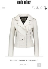 New! X Each Other Genuine Soft White Leather Biker Jacket L / Uk 12 -14 Rrp 