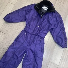 Vintage Motion Ski Suit One Piece Snowsuit Snow Bib Coat Pants Retro Womens 12