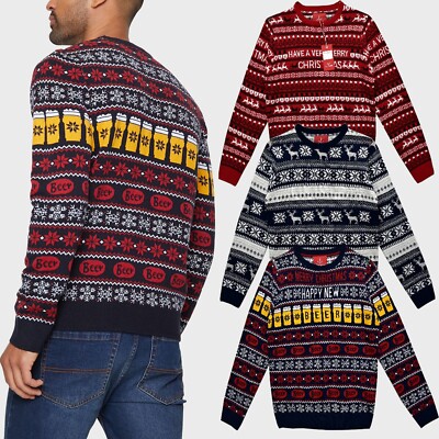 Herren Weihnachten Weihnachtspullover festlich Neuheit Strickpullover Rentier Fairisle