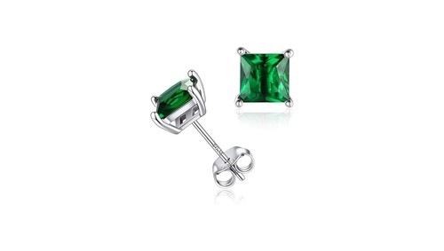 Colección de aretes de plata de ley 925 con cristal esmeralda hechos con Swarovski - Imagen 4 de 15