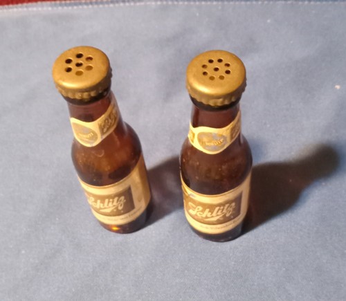 Cerveza Schlitz vintage, botella de vidrio, salero y pimentero, publicidad - Imagen 2 de 6