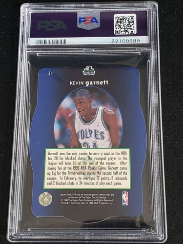 1996 SPx Kevin Garnett #31 Gold Timberwolves RC Rookie PSA 10 GEM MT POP 20 RARE - Picture 2 of 2