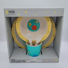 Moon Stars 5pc Bamboo Fiber Dinnerware Set Ocean Baby Food Plate Sets