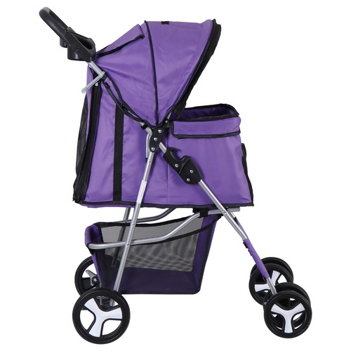 Pet Stroller for Dogs & Cats w/ 4 Wheels Pet Travel Carrier Dog Stroller Purple - Picture 17 of 17