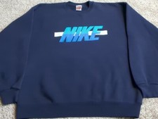 Vintage Nike Crewneck Sweatshirt Made In USA Graphic Pullover 1990s Blue XL