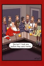 Nobleworks Santa Trendy Beard with Hipsters Funny / Humorous Christmas Card