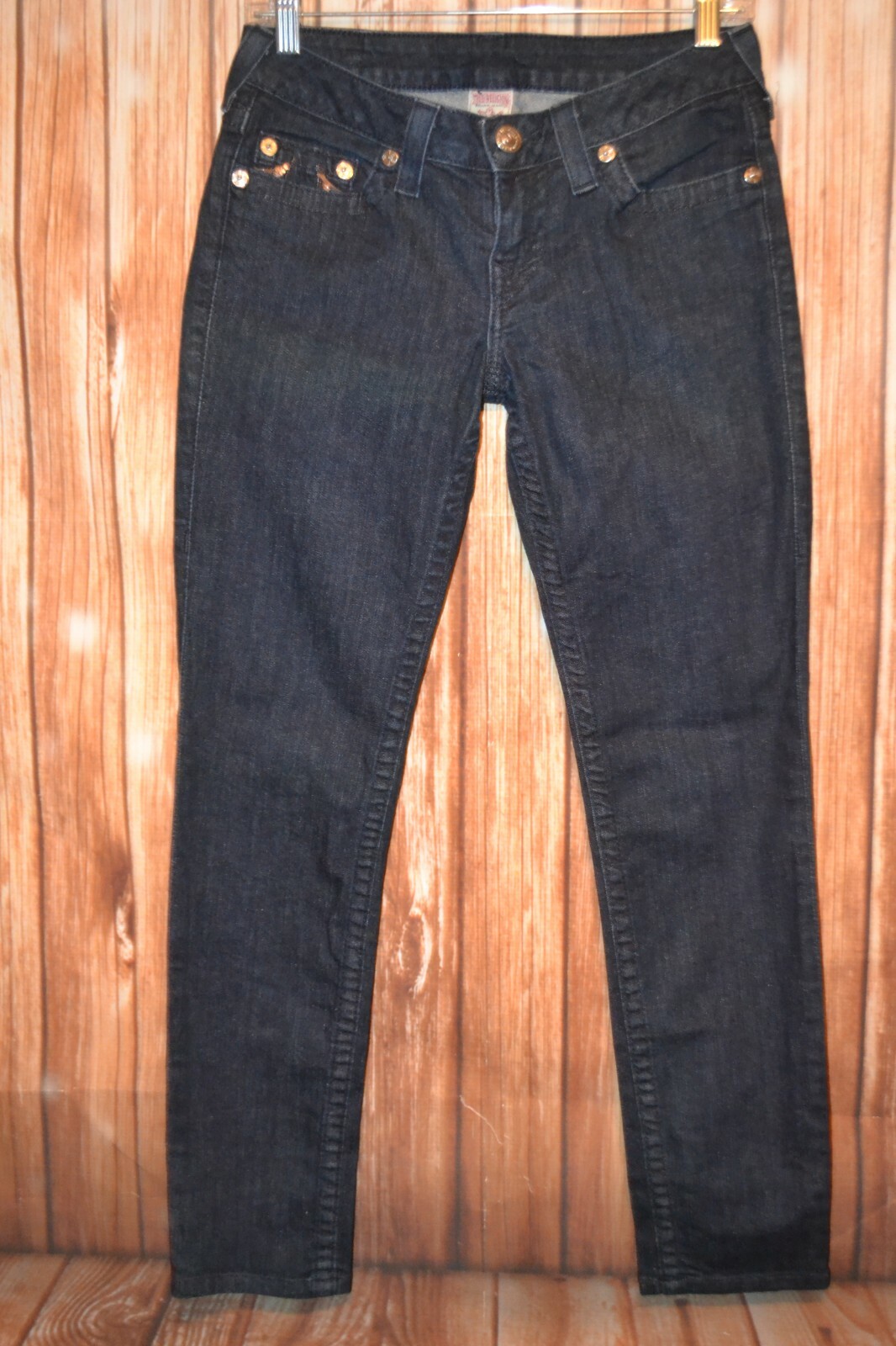 True Religion Women's Skinny Embellished U No Pocket Flaps Blue Jeans Sz 29x29 thumbnail 4