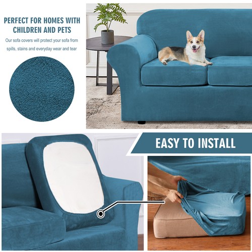 Fundas modernas para muebles de felpa de terciopelo elástico para sofá con fundas de cojín - Imagen 59 de 105