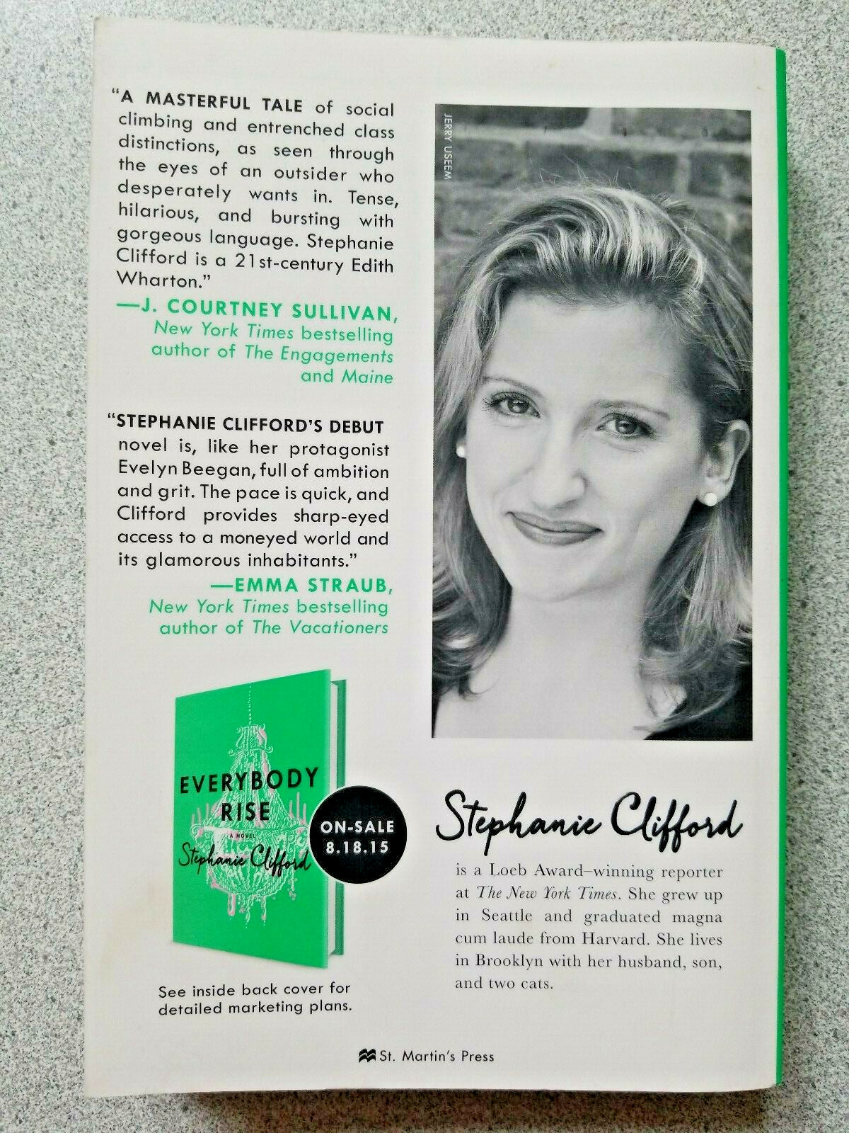 2015 EVERYBODY RISE by Stephanie Clifford ~ Advance Readers' Edition PB Novel