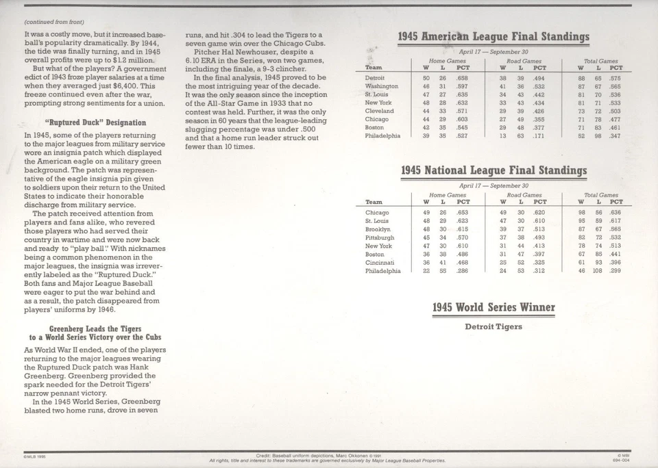 1945 "Ruptured Duck" WWII Vets Cooperstown Collection 4 inch Replica Patch 1995 - Image 3 of 3