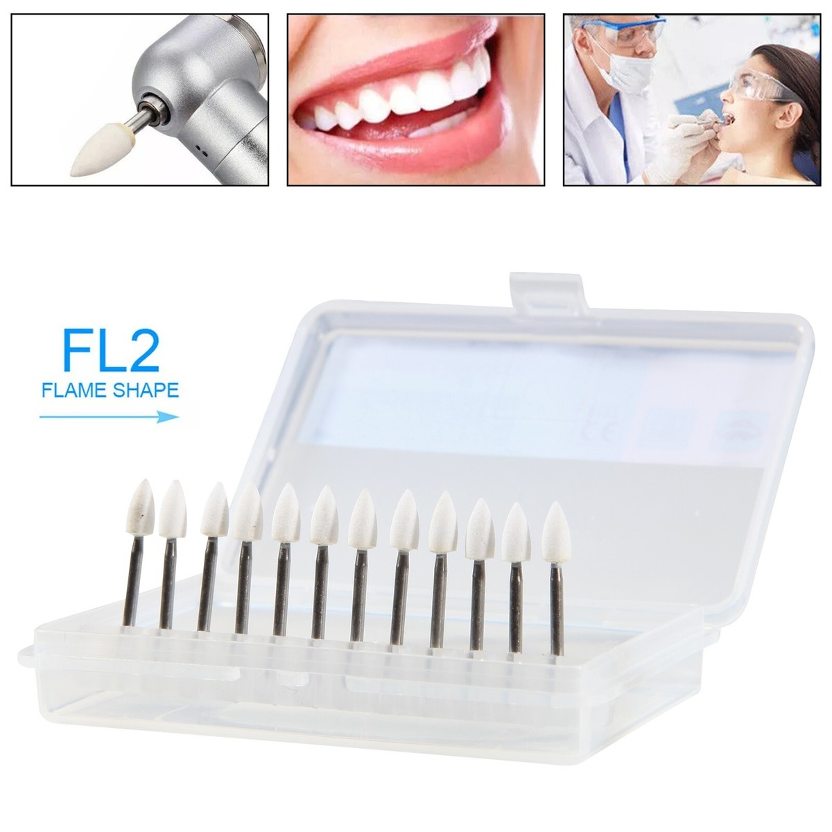 Dental FG White Stone Polishing Bur Porcelain Resin