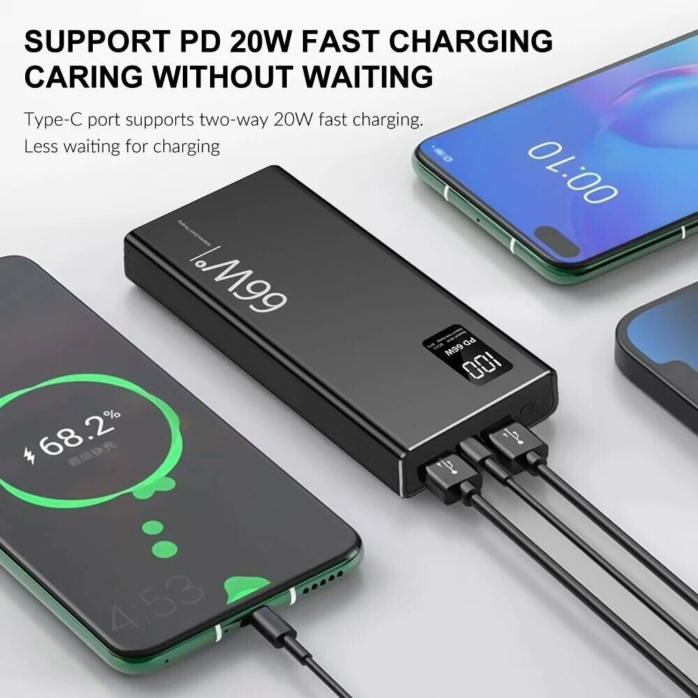 Power Bank 30000mAh 66W fast Charging Portable Battery Backup For Cell Phone US