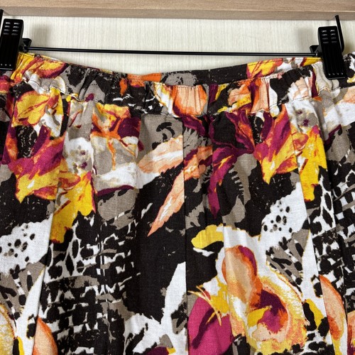Christopher & Banks Women's Skirt Sz 10 Linen Blend Midi Floral Pull On - Picture 6 of 10