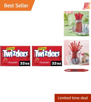 Strawberry Flavored Licorice Style Candy Big Bag 32 oz Pack of 2 Easter Treats