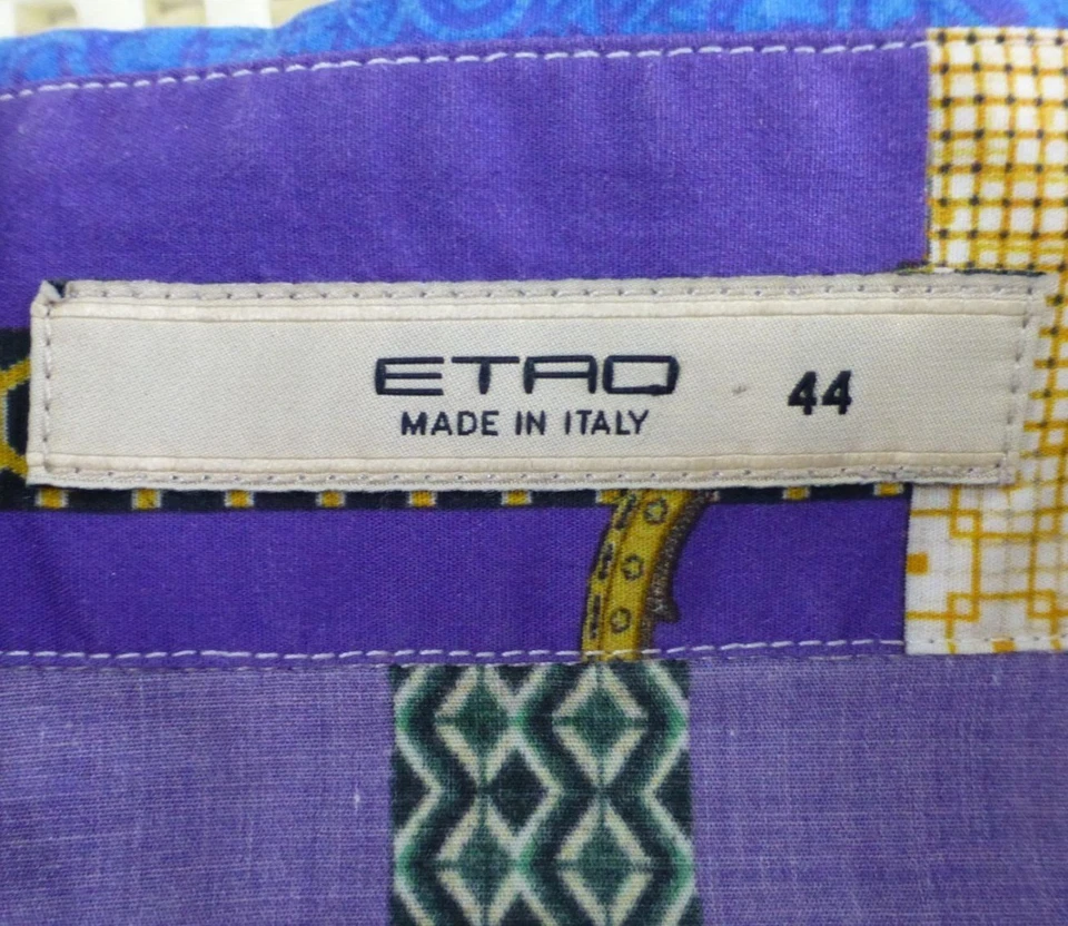 Camisa Etro Multicolor Tribal Geométrica y Estampado de Cachemira Abotonada Hecha en Italia Foto 3 de 4