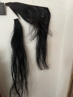 SCHWARZES SCHAUKELPFERD MÄHNENSCHWANZ STORELOCK SET NATUR PFERDEHAAR MEDIUM HORSE