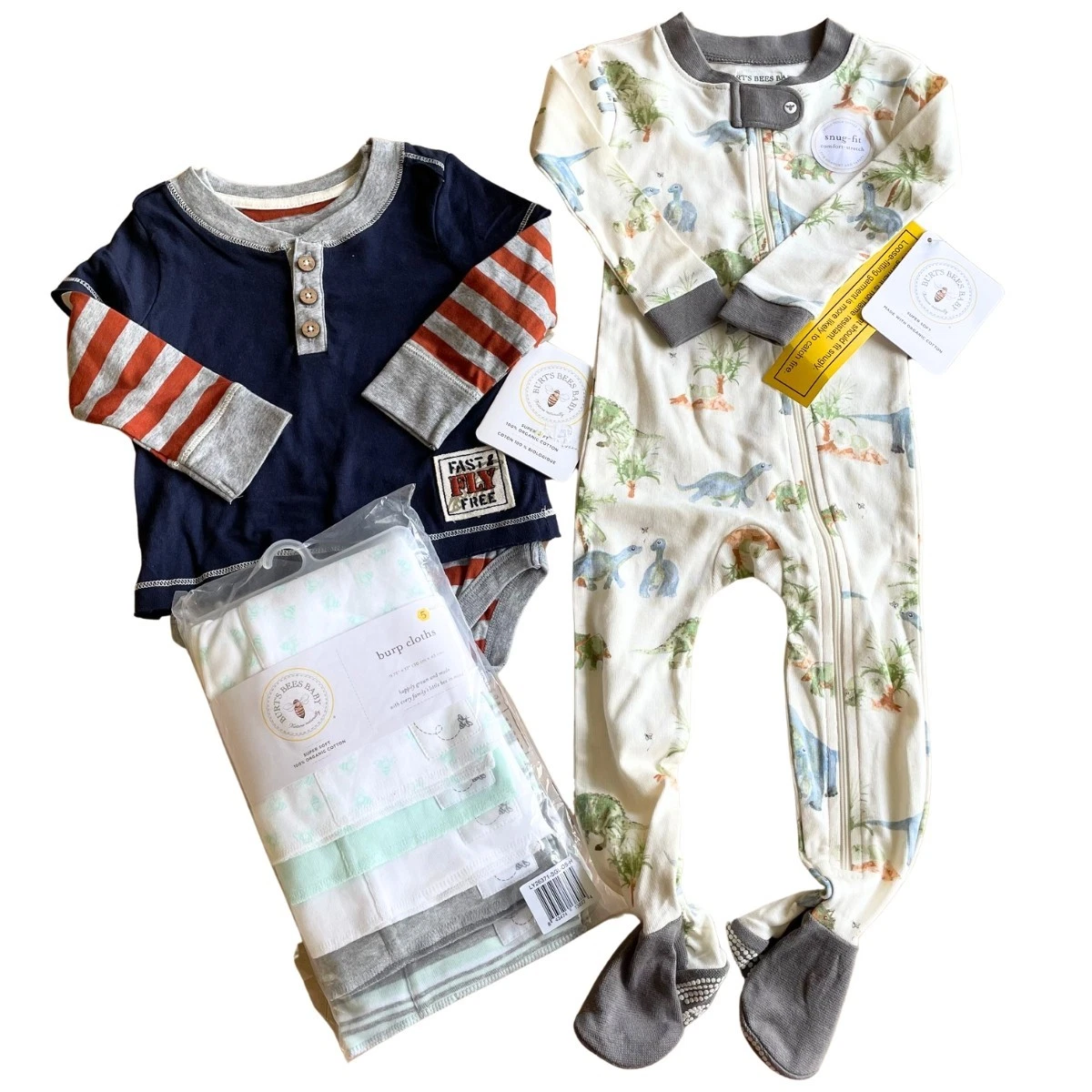 NEW Burt's Bees Baby Organic Bundle, Baby Clothes, Burp Cloths, Zipper Sleeper
Opens in a new window