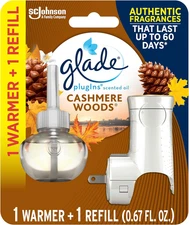 Plug-In Air Freshener Starter Kit Cashmere Woods 1 Warmer + 1 Refill Essential O