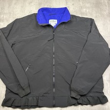 Vintage 90s Mens LL Bean Black Fleece Lined Full Zip Warm Up Jacket Size XL