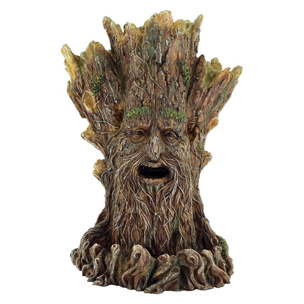 NN Designs Tree Spirit Green Man Backflow Incense Burner/Tower 19Cm NUOVO