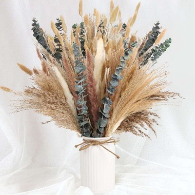 110Pcs Pampas Grass Natural Dried Reed Bouquets Flower Bunch Home Wedding Decor