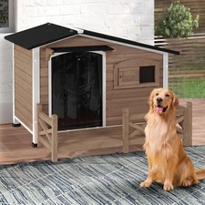 Dog House for Outdoor Use with Matel Frame Waterproof All-Weather Wooden Kennel