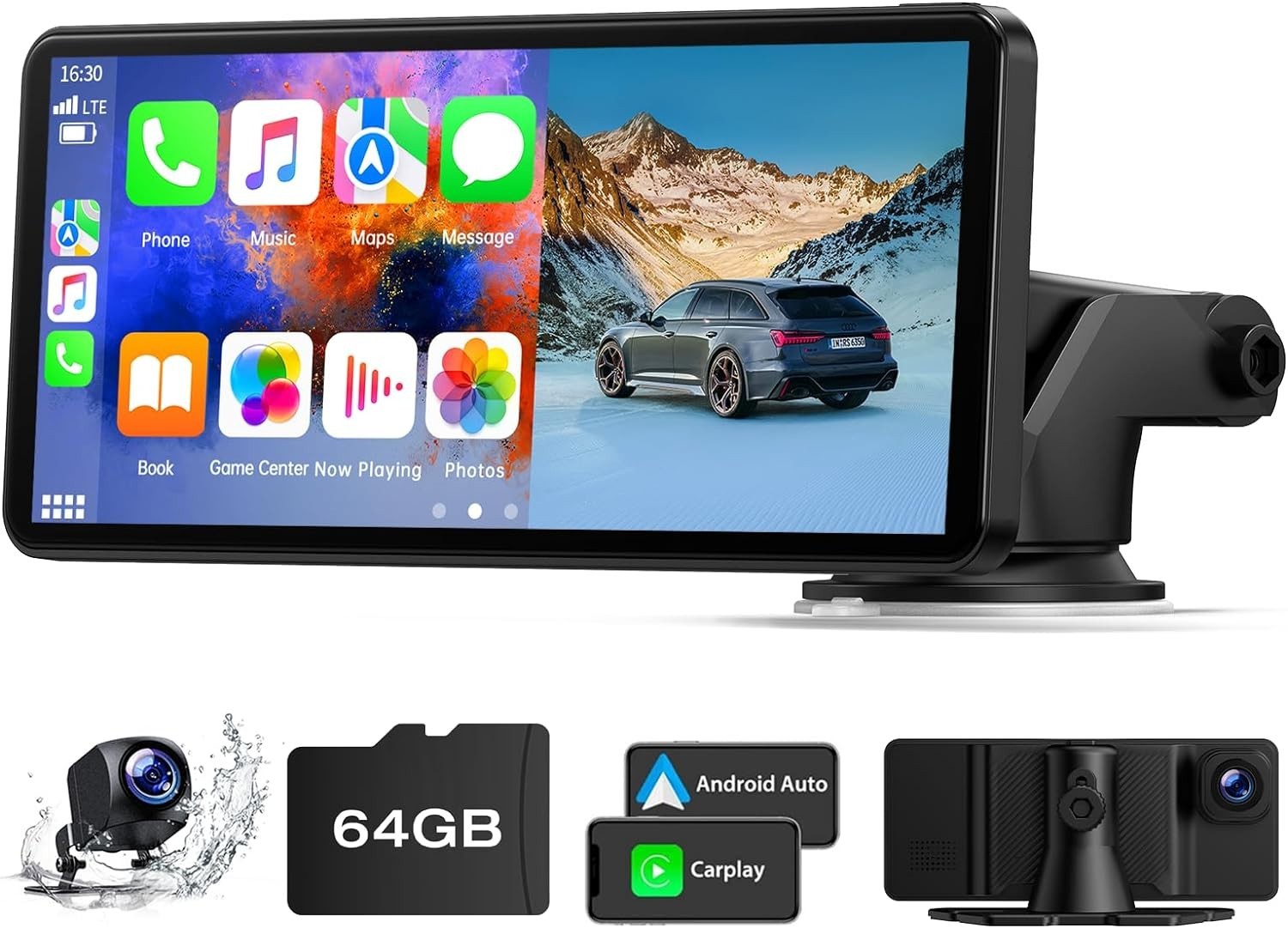 Autoradio Portatile Lamto 6" CarPlay Wireless + Dash Cam Sicurezza