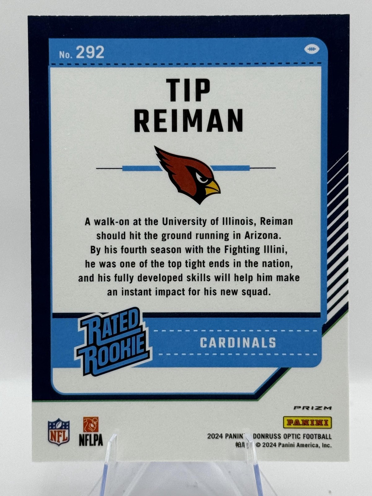 2024 Donruss Optic Tip Reiman Blue Hyper Rookie Arizona Cardinals #292 ...