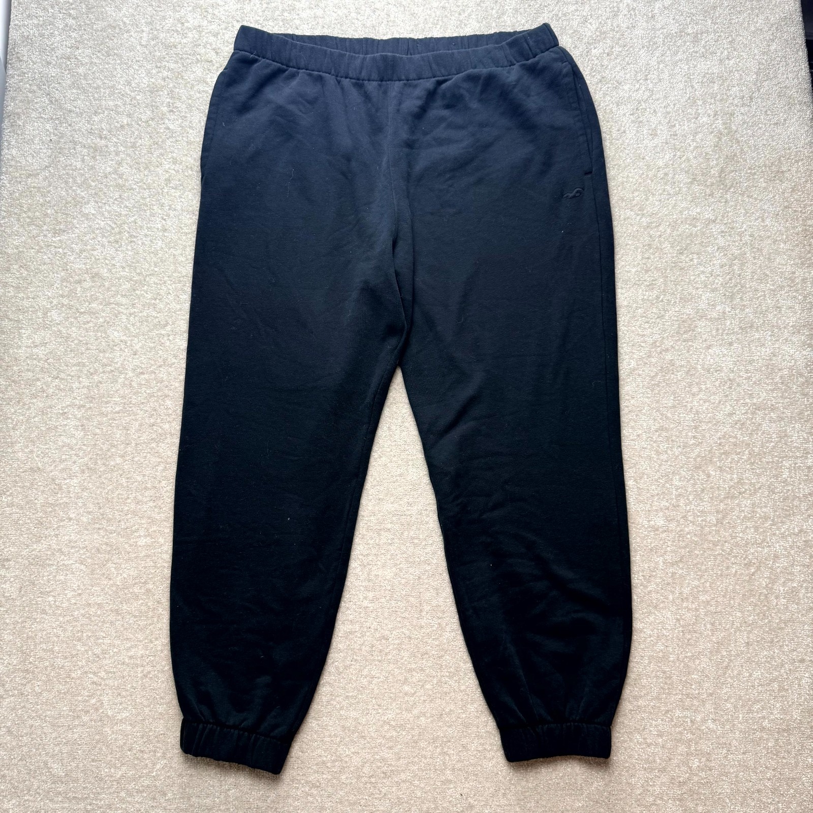 Pantalón de chándal Hollister para hombre 2XL negro polar pierna cónica tiro ultra alto tirar
