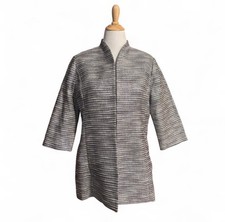 Misook Women's Large Silver Linings Metallic Jacket Open Blazer Textured Knit