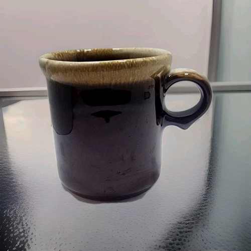 Set of 4 Vintage McCoy Pottery Brown Drip Glaze Coffee Mugs Cups D Handle USA