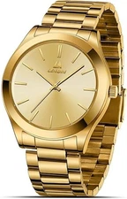 Reloj Para Hombre Casio Resistente Al Agua Acero Inoxidable Hora Mundial Oro