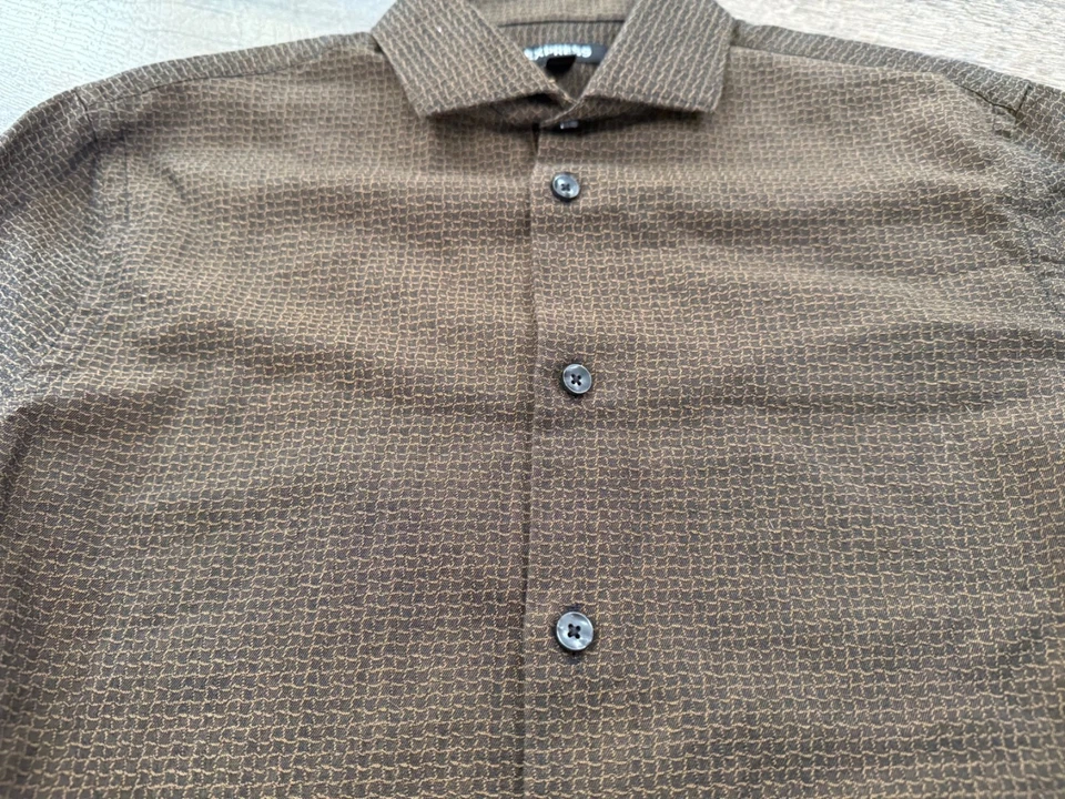 Camisa de Vestir Express Para Hombres Talla S Negra Marrón Camisa de Vestir con Botones EXCELENTE ESTADO Foto 2 de 4