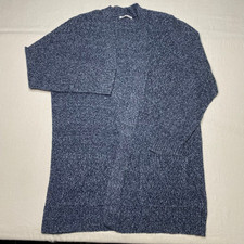 Pink Clover Womens Cardigan Sweater sz XXL Blue Tight Knit Open Front Pockets