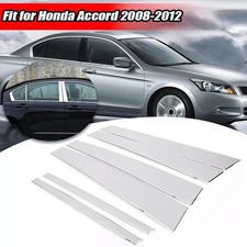 Fit 2008-2012 Honda Accord Chrome Pillar Post Door Set Molding Trims Accessories