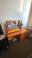 Brown Wooden Dressing Table 105x45x70cm Rectangular Mirror 3 Drawers