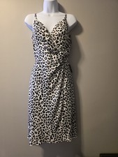 NWT Express Y2K Leopard Print Wrap Cami Dress Small Side Tie Midi
