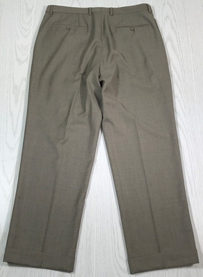Santorelli Wool Dress Pants Men 36x29 Brown Romeo Luxury Serge Cuffed Formal Dad