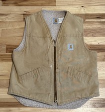 Vintage Carhartt Men  s Tan Faded Sherpa Vest Size Large