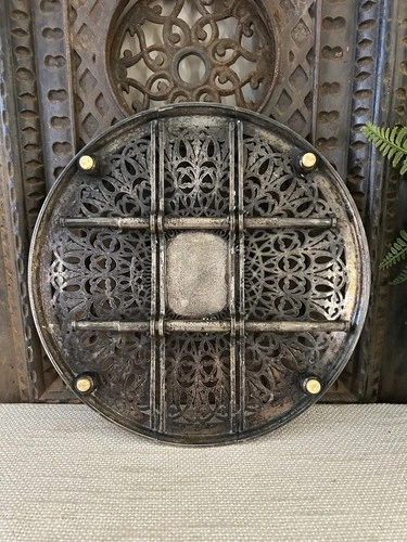 Vintage Pierced Silver Plated Expanding Trivet 10.25”-13.25” image 4