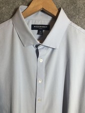 Mizzen Main Leeward Dress Shirt Mens 2XL Blue Trim Fit Performance Stretch