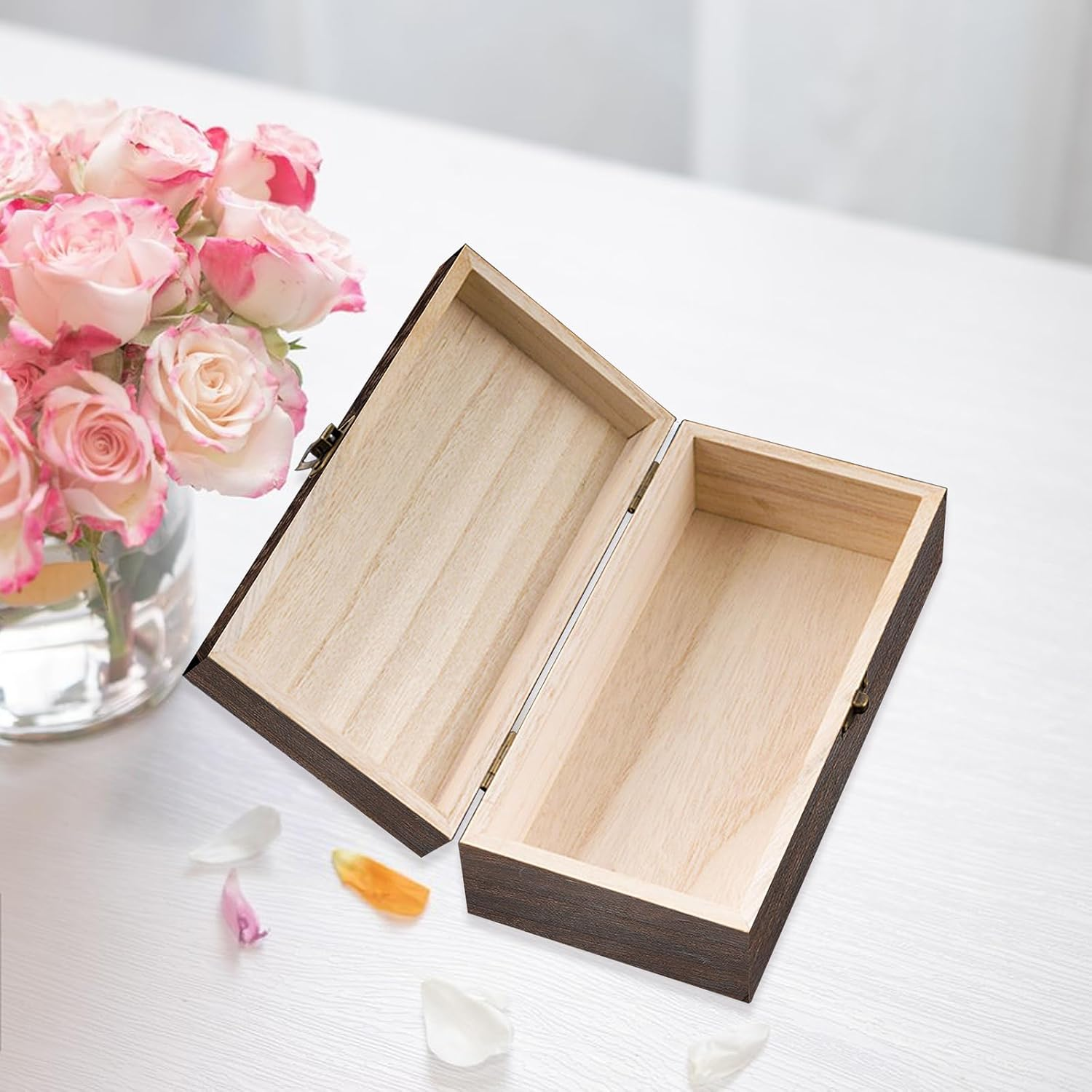 Vintage Wood Storage Box Rectangular Solid Wood Gift Box Keepsake Boxes ...