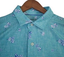 Johnnie-O Floral Polo Shirt Men's Large Blue Performance Stretch Golf